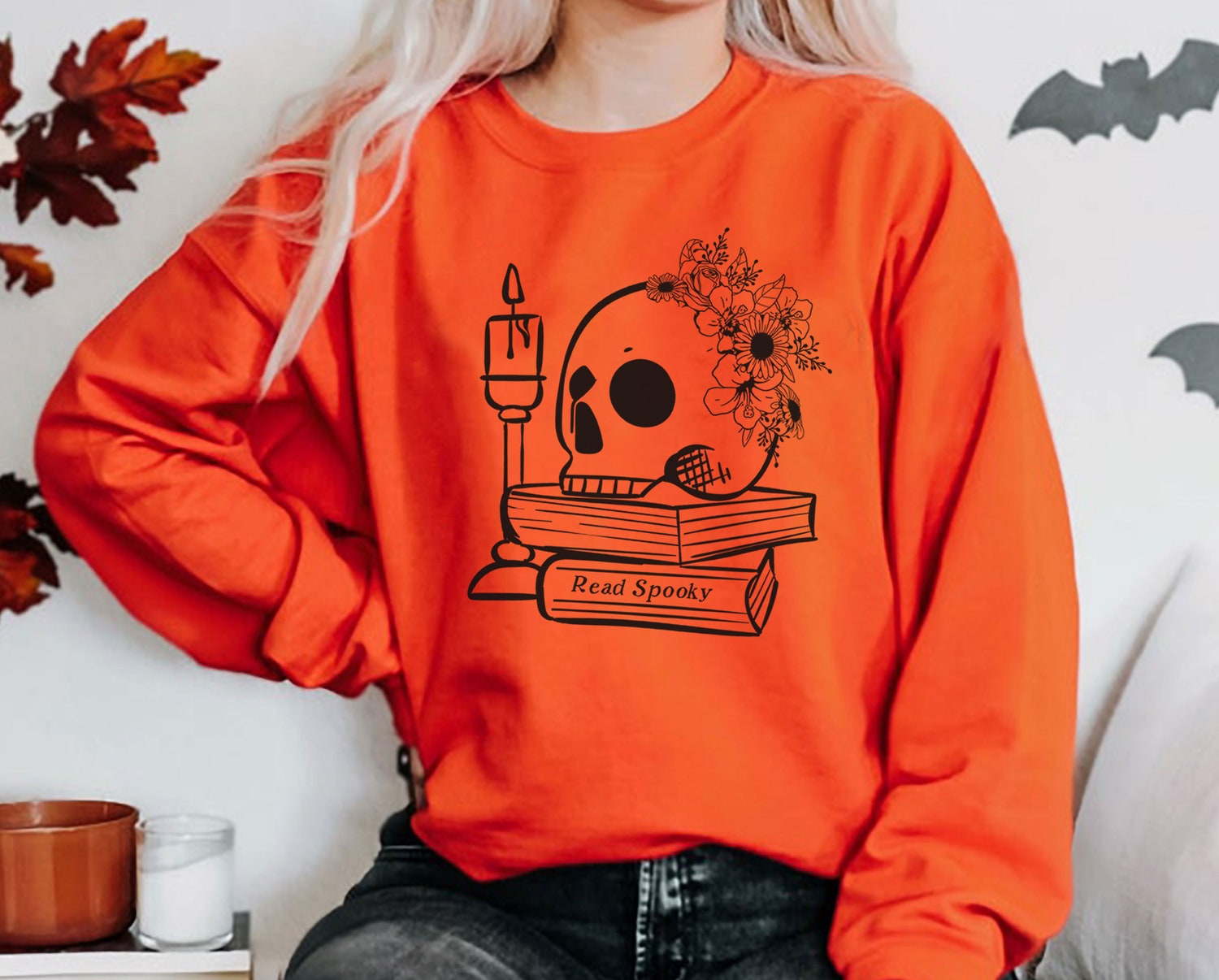 Halloween Bookworm Sweatshirt for Librarians and Readers Spooky Books Gift image 6