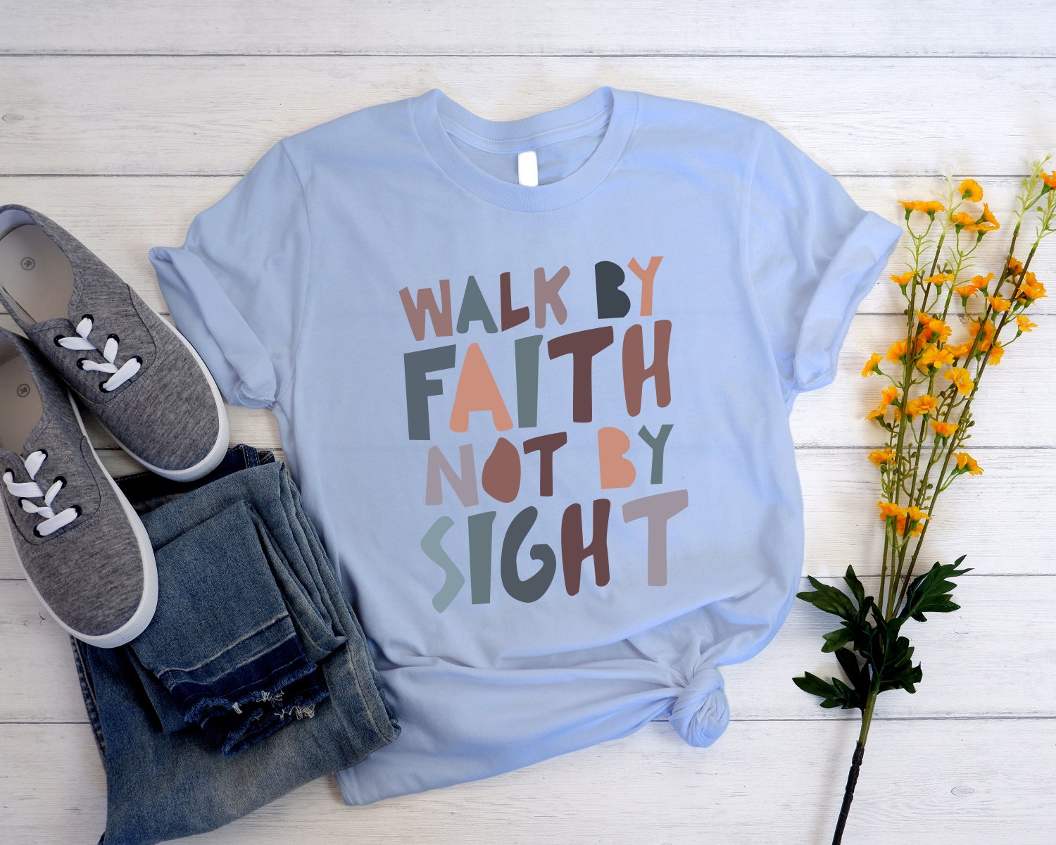 Walk By Faith Not By Sight Christian Shirt Aesthetic Faith T-Shirt Gift for Friends image 4