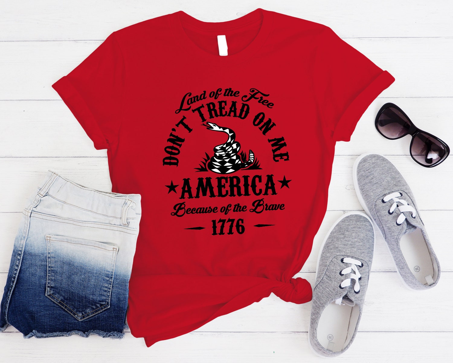 Land of the Free 4th of July Shirt America 1776 Shirt USA Flag Patriotic T-Shirt image 3