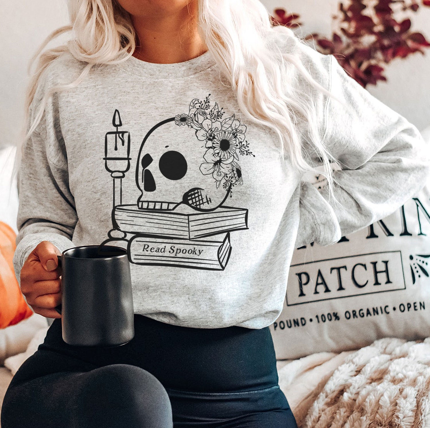 Halloween Bookworm Sweatshirt for Librarians and Readers Spooky Books Gift image 4