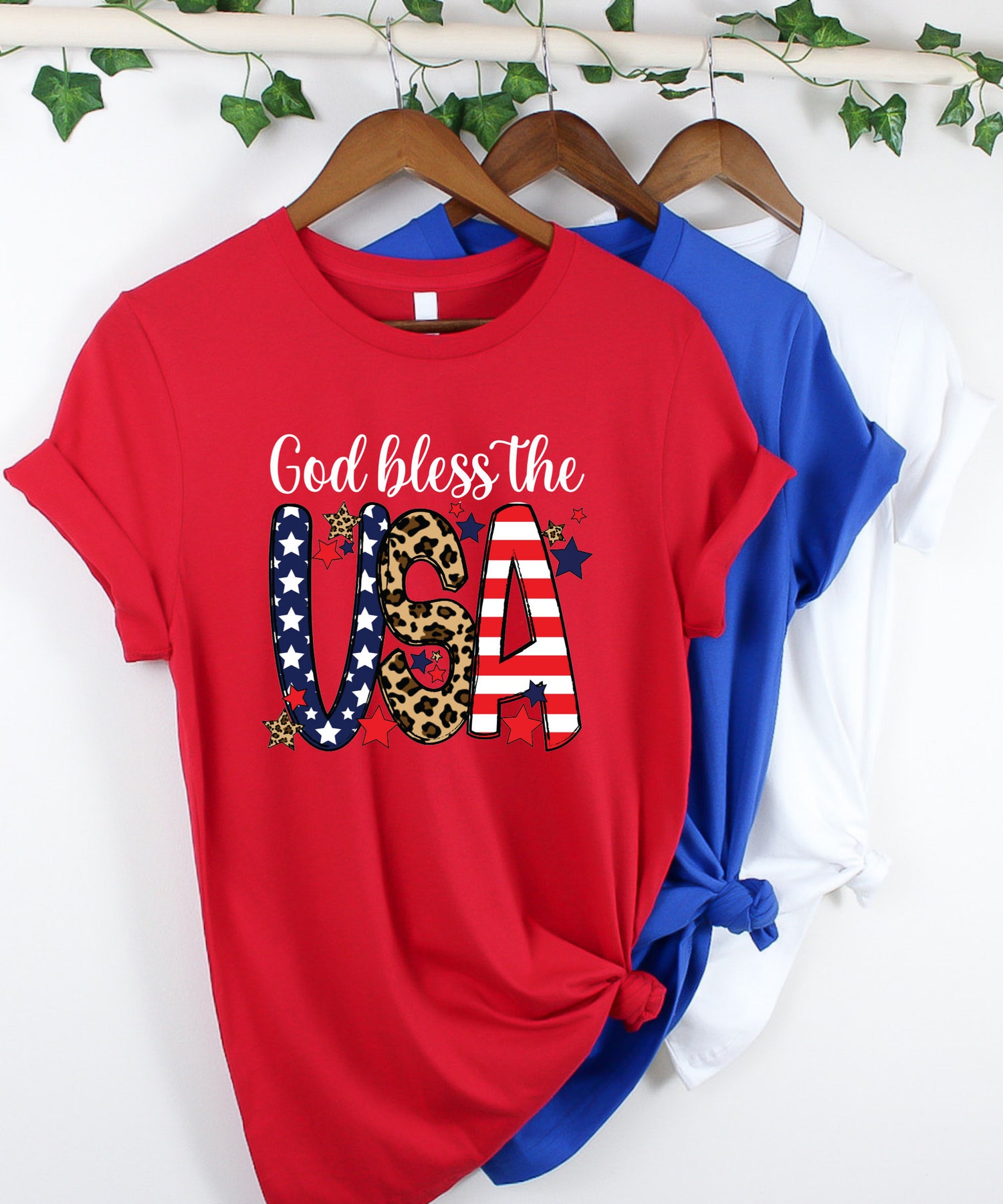 God Bless The USA Shirt 4th of July Patriotic American Flag Independence Day Tee image 3