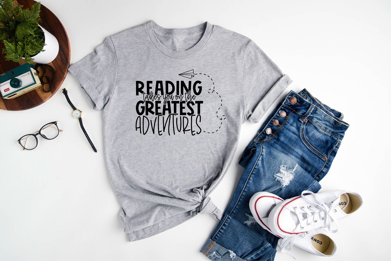 Reading Takes You on Adventures Book Lover Graphic T-Shirt Bookish Gift Reading Shirt image 1