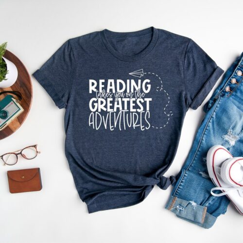 Reading Takes You on Adventures Book Lover Graphic T-Shirt Bookish Gift Reading Shirt image 0