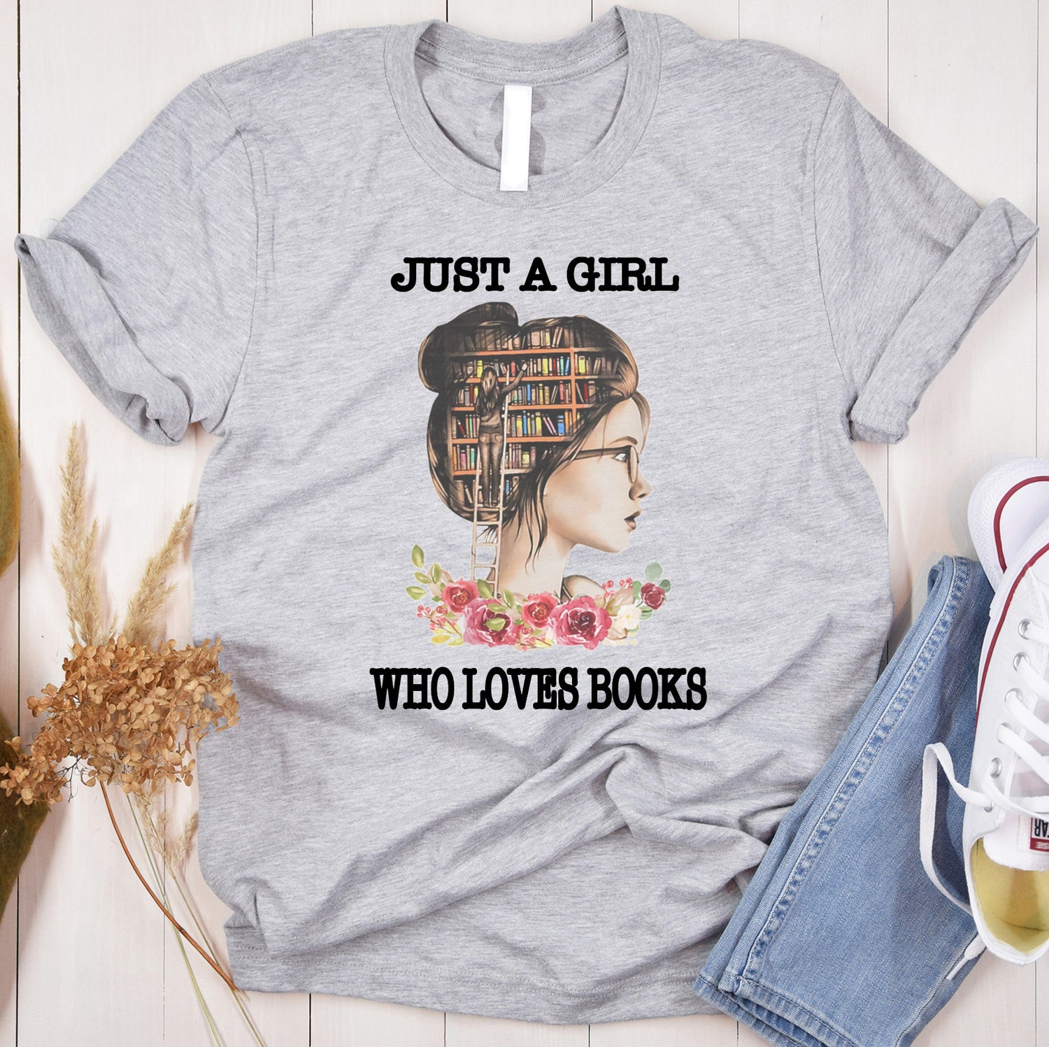 Women's Floral Book Lover Shirt Perfect Gift for Her Bookish Librarian Reading Tee image 2