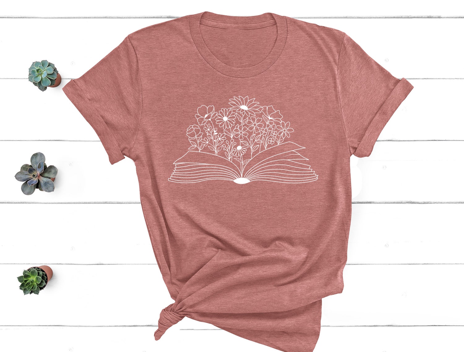 Wildflowers Book Lover T-Shirt Reading Tee for Bookworms Floral Design Book Shirt image 1