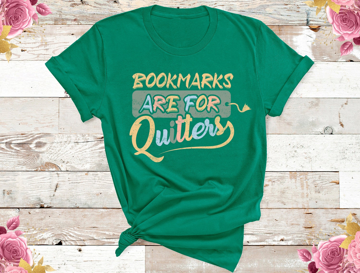 Funny Librarian Shirt Bookmarks Are For Quitters Bookworm T-shirt Book Nerd Gift Reading Tee image 1