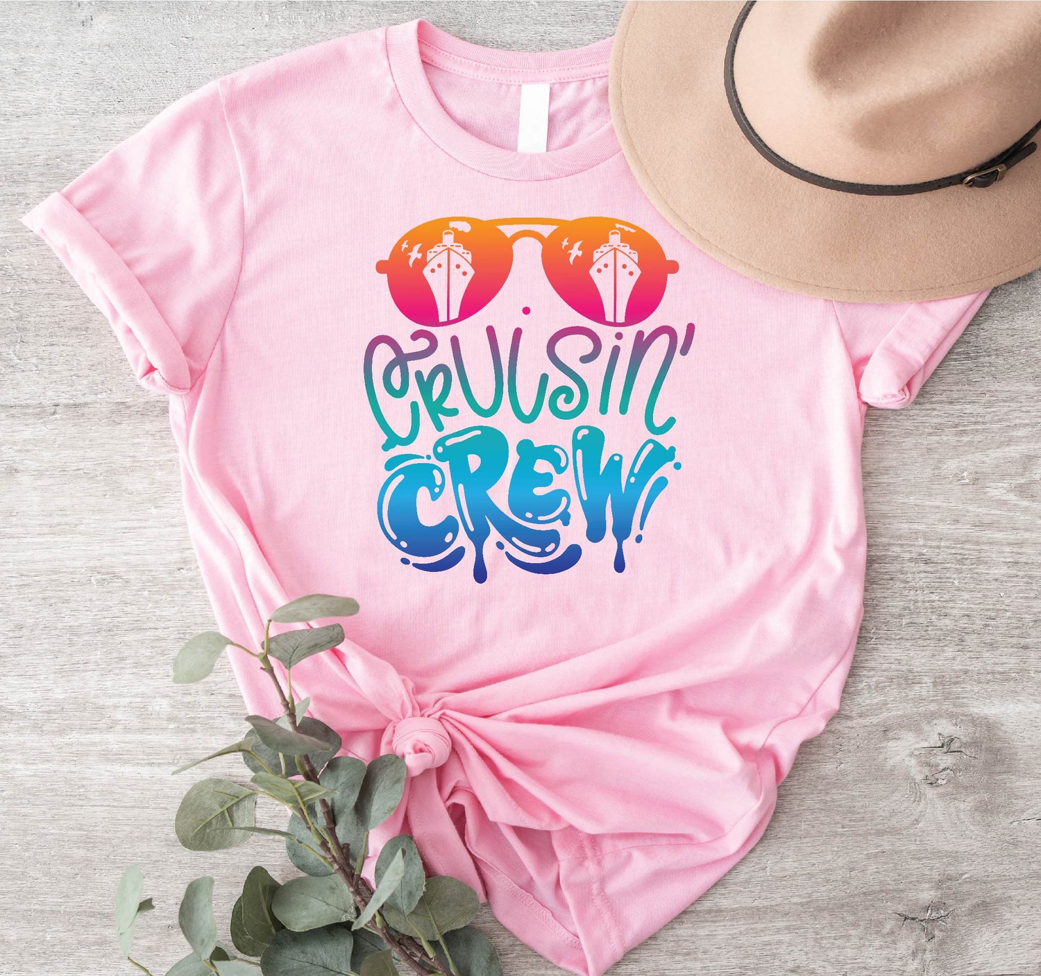 Cruisin Crew Vacation Shirt Trendy Palm Tree Beach Lover Tee for Girls Trip 2023 Gift for Her image 3