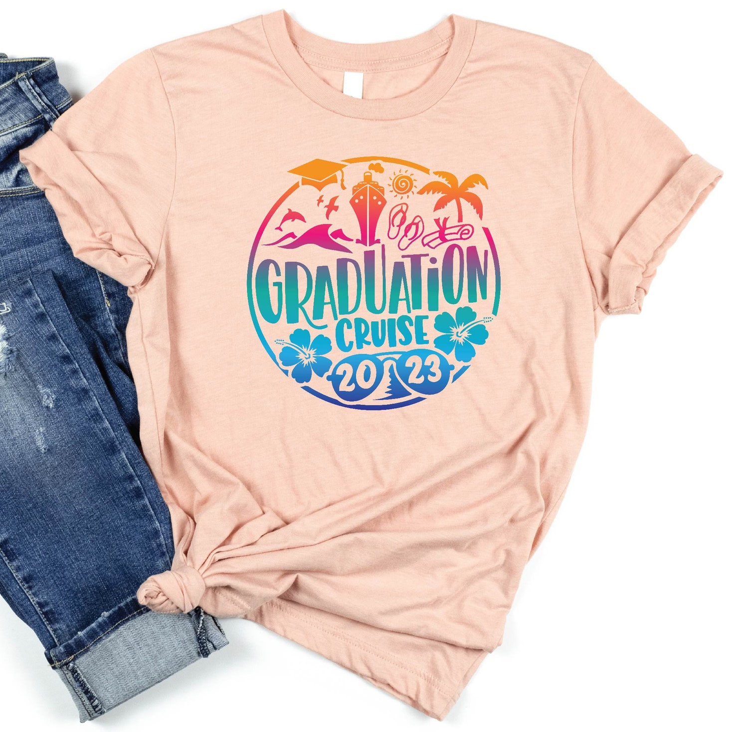 Graduation Cruise 2023 Shirt Trendy Vacation Palm Trees Beach Lover Tee Girls Trip Gift image 1