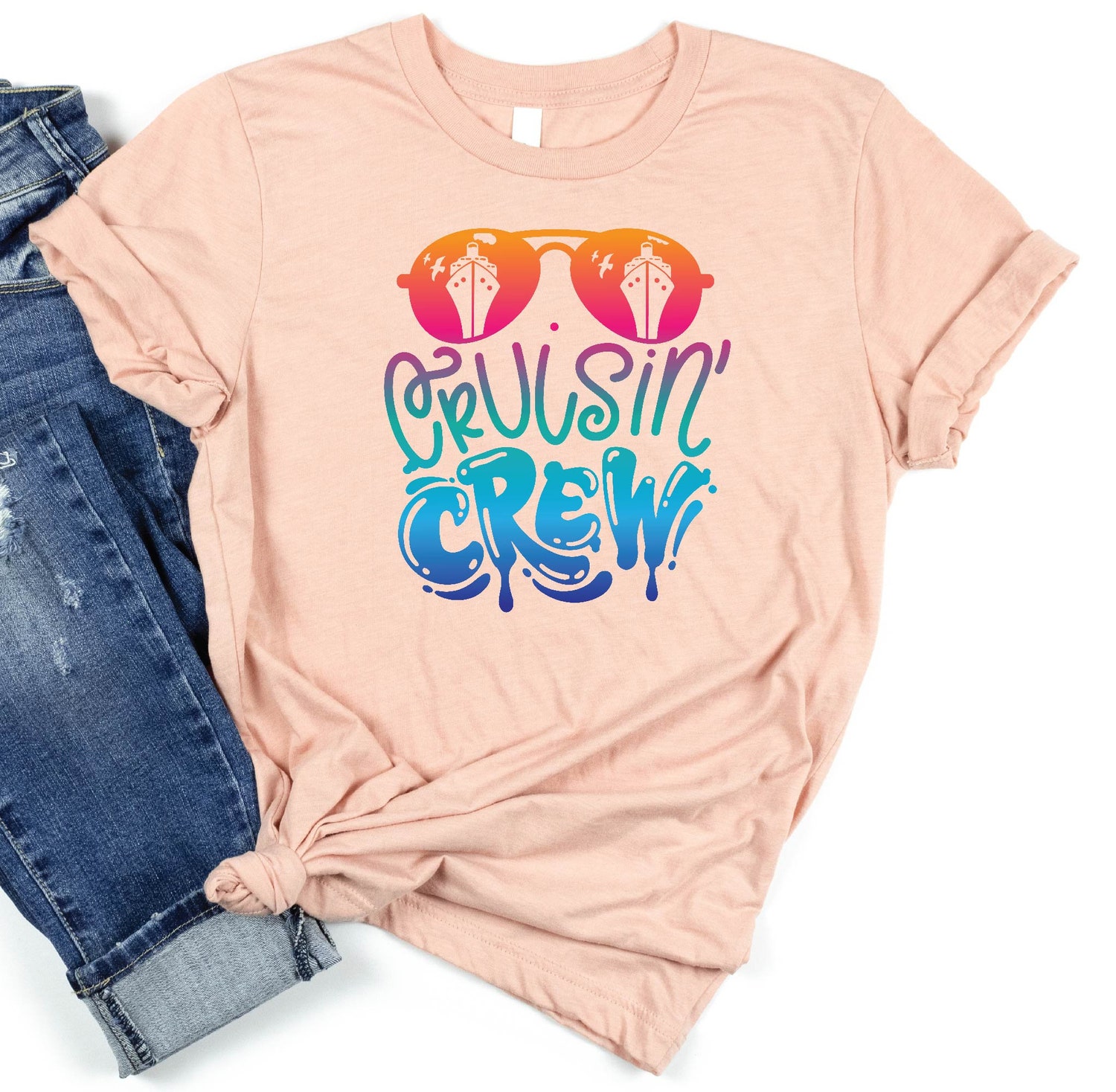 Cruisin Crew Vacation Shirt Trendy Palm Tree Beach Lover Tee for Girls Trip 2023 Gift for Her image 1