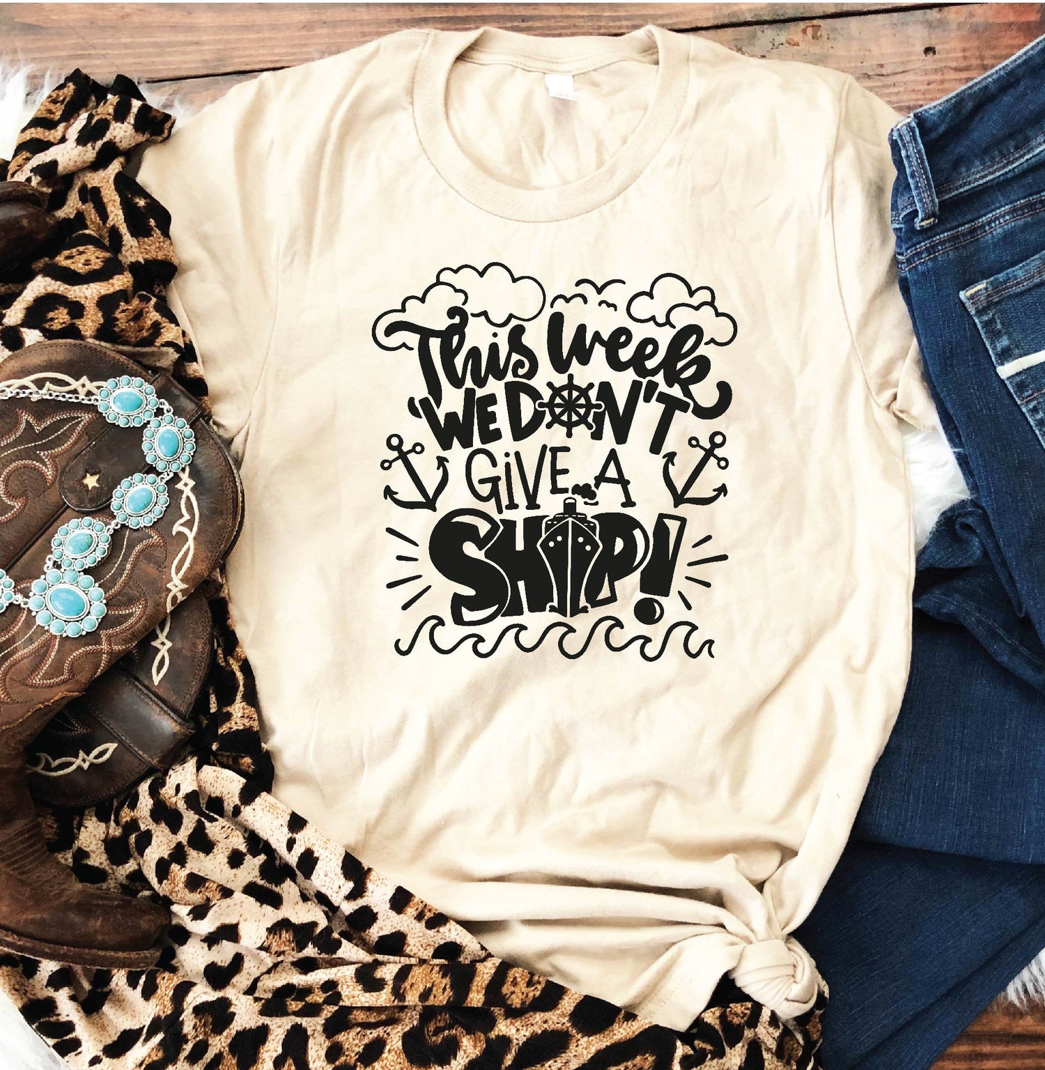 This Week We Don't Give A Ship Vacation Shirt Palm Trees Beach Lover Cruise 2023 Girls Trip Gift image 1