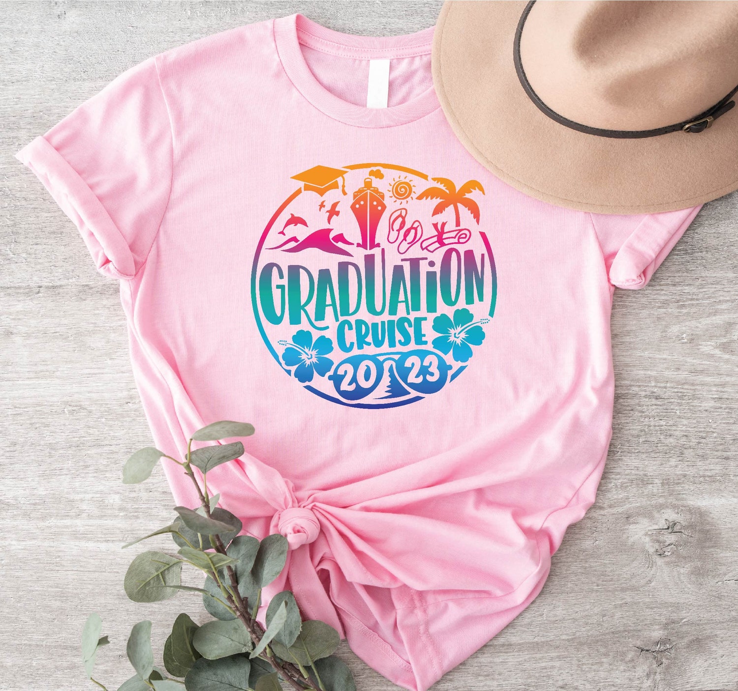 Graduation Cruise 2023 Shirt Trendy Vacation Palm Trees Beach Lover Tee Girls Trip Gift image 3