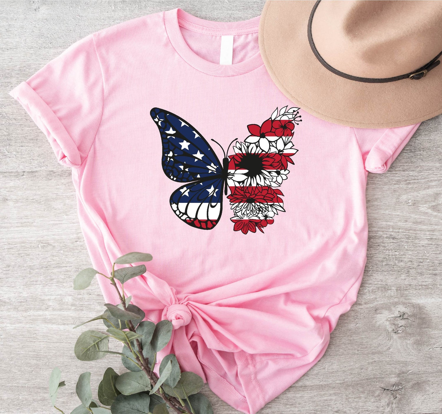 Patriotic Butterfly and Eagle USA Flag Shirt 4th of July Independence Day T-Shirt image 3