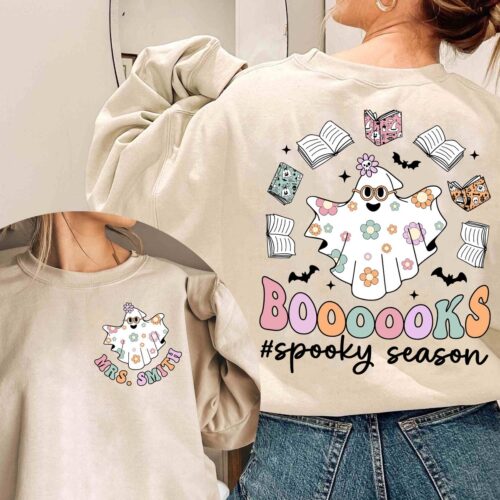 Halloween Ghost Read More Books Teacher Shirt Spooky Kindergarten Teacher Halloween Shirt image 0