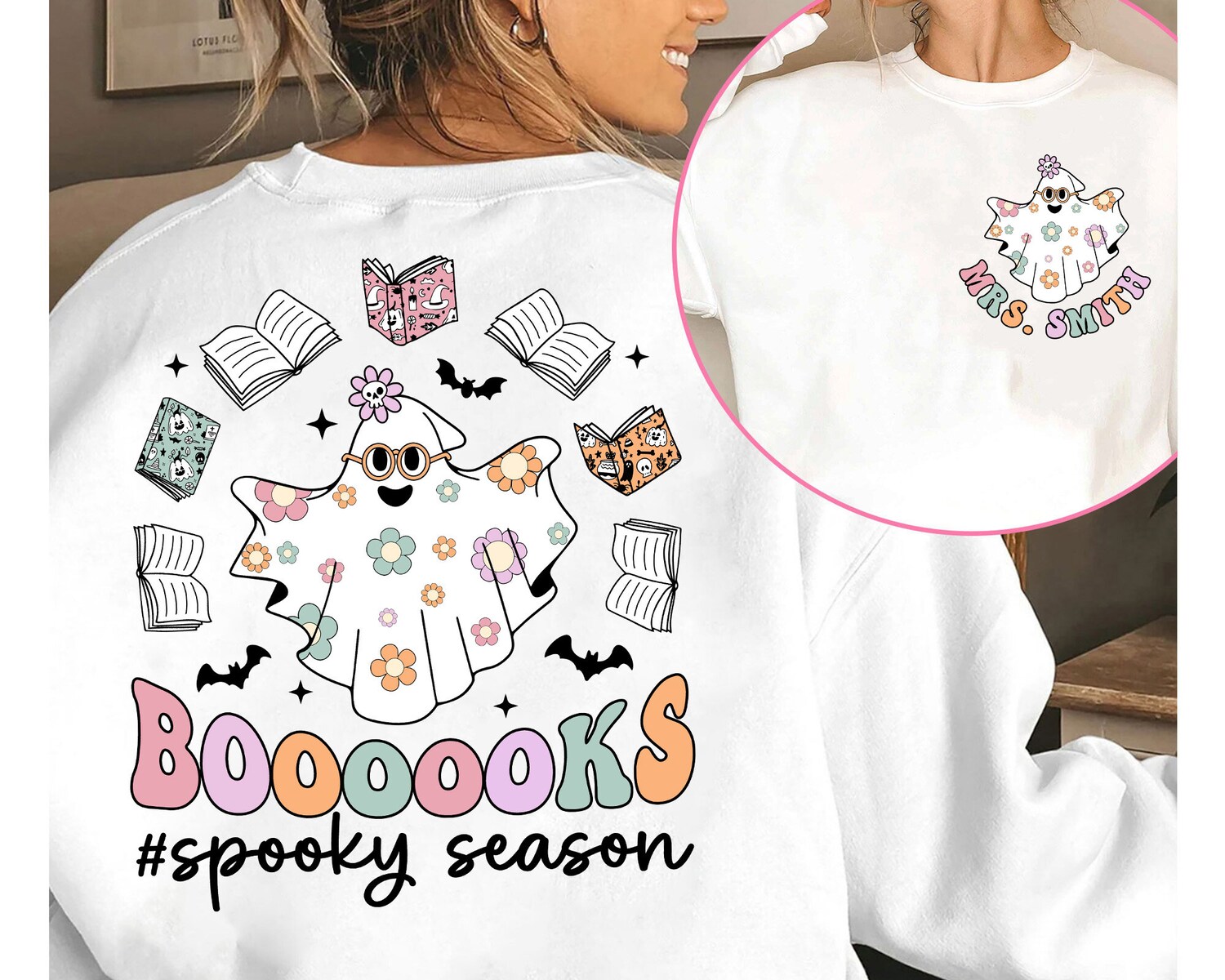 Halloween Ghost Read More Books Teacher Shirt Spooky Kindergarten Teacher Halloween Shirt image 3