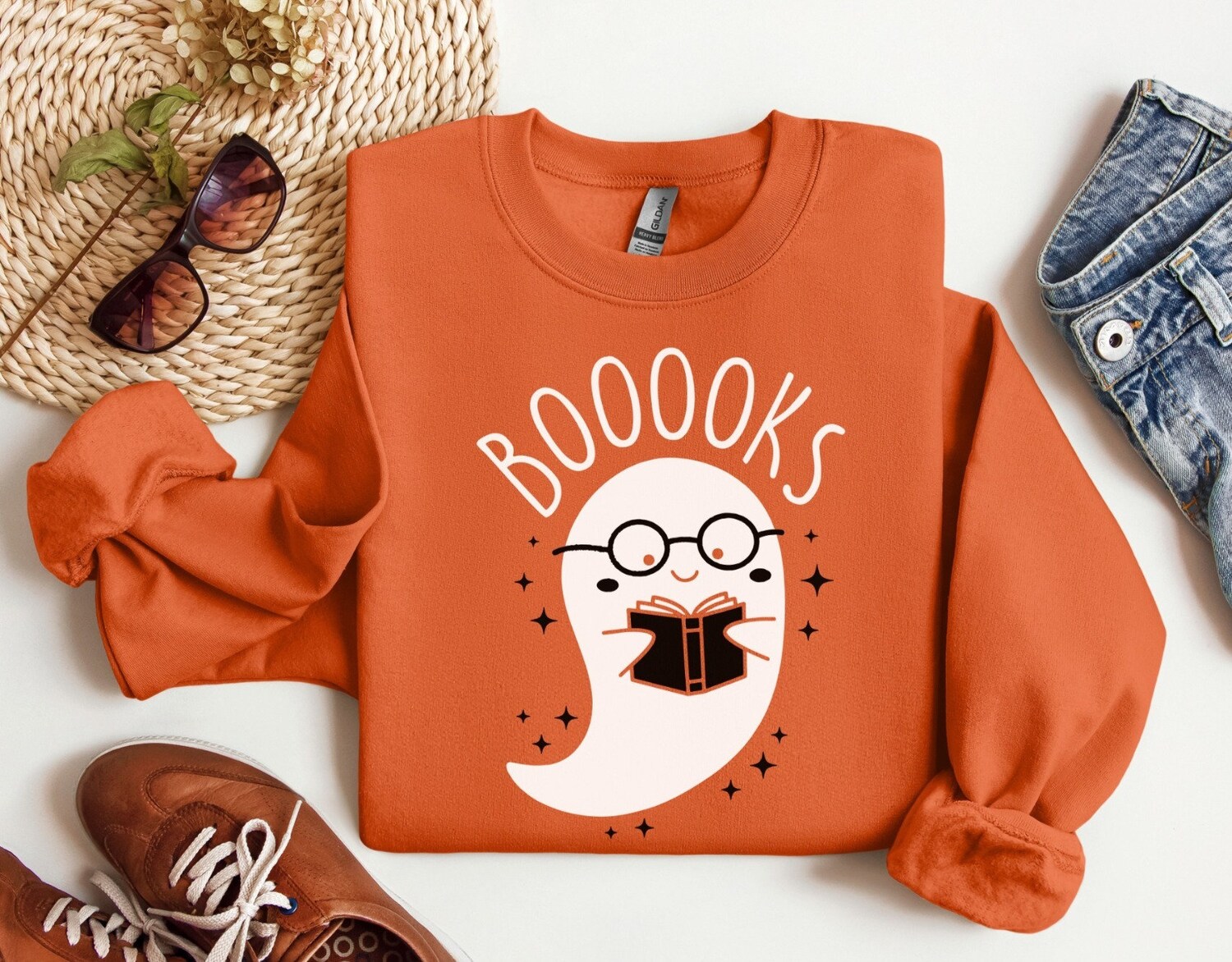 Halloween Ghost Sweatshirt Read More Books Teacher Shirt Librarian Spooky Season Gift image 4