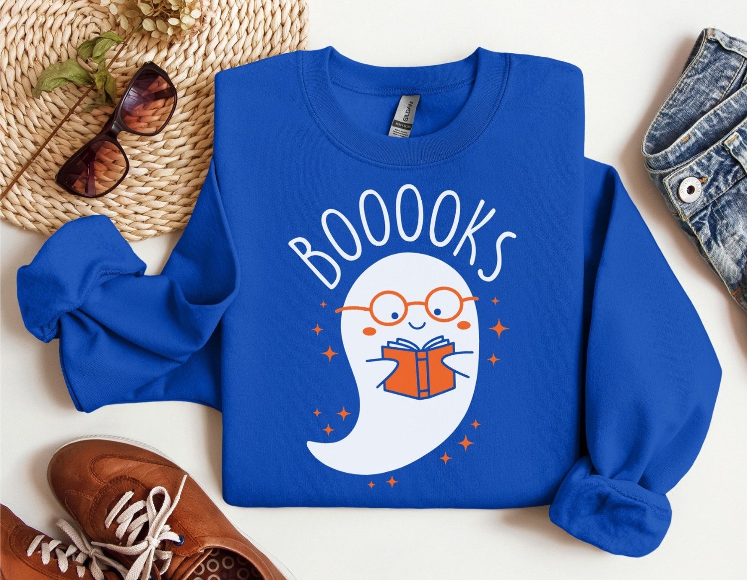 Halloween Ghost Sweatshirt for Teachers and Librarians Spooky Book Lover Gift image 4