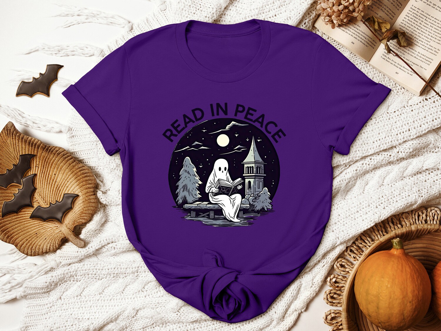 Read In Peace Halloween Librarian Shirt Spooky Booklover Halloween Gift Tee image 3