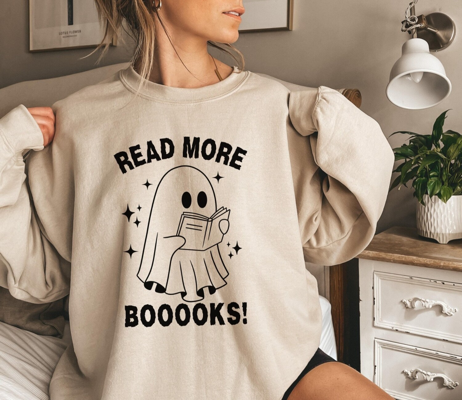 Halloween Sweatshirt Ghost Read More Books Teacher Shirt Librarian Gift Spooky Season Trendy Book Lover Shirt image 2