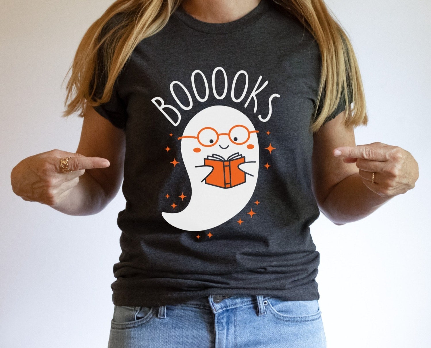 Halloween Ghost Sweatshirt for Teachers and Librarians Spooky Book Lover Gift image 1