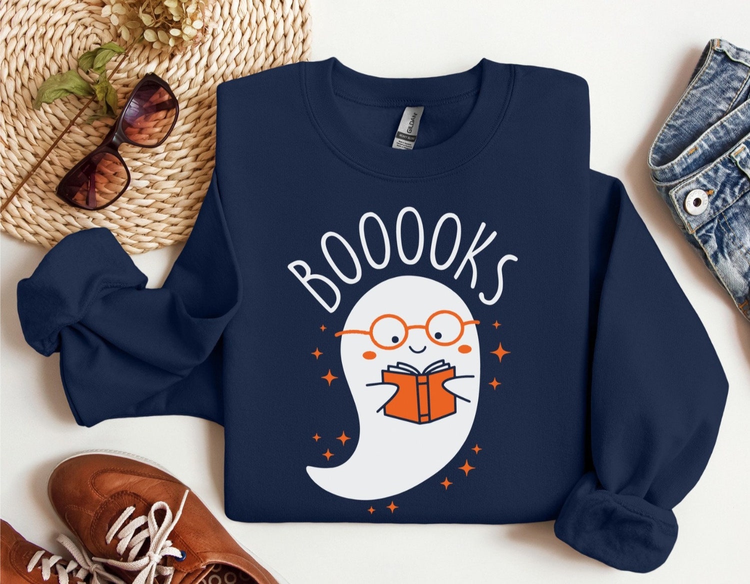 Halloween Ghost Sweatshirt for Teachers and Librarians Spooky Book Lover Gift image 5