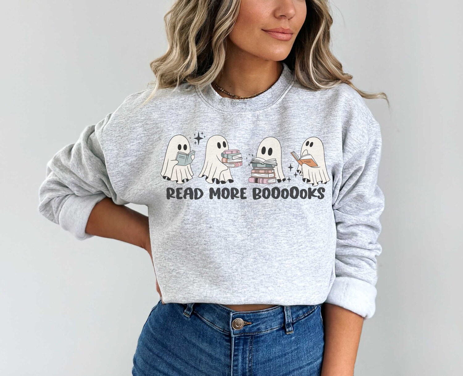 Read More Books Spooky Teacher Shirt Retro Halloween Sweatshirt for Book Lovers Fall Teacher Gift image 1