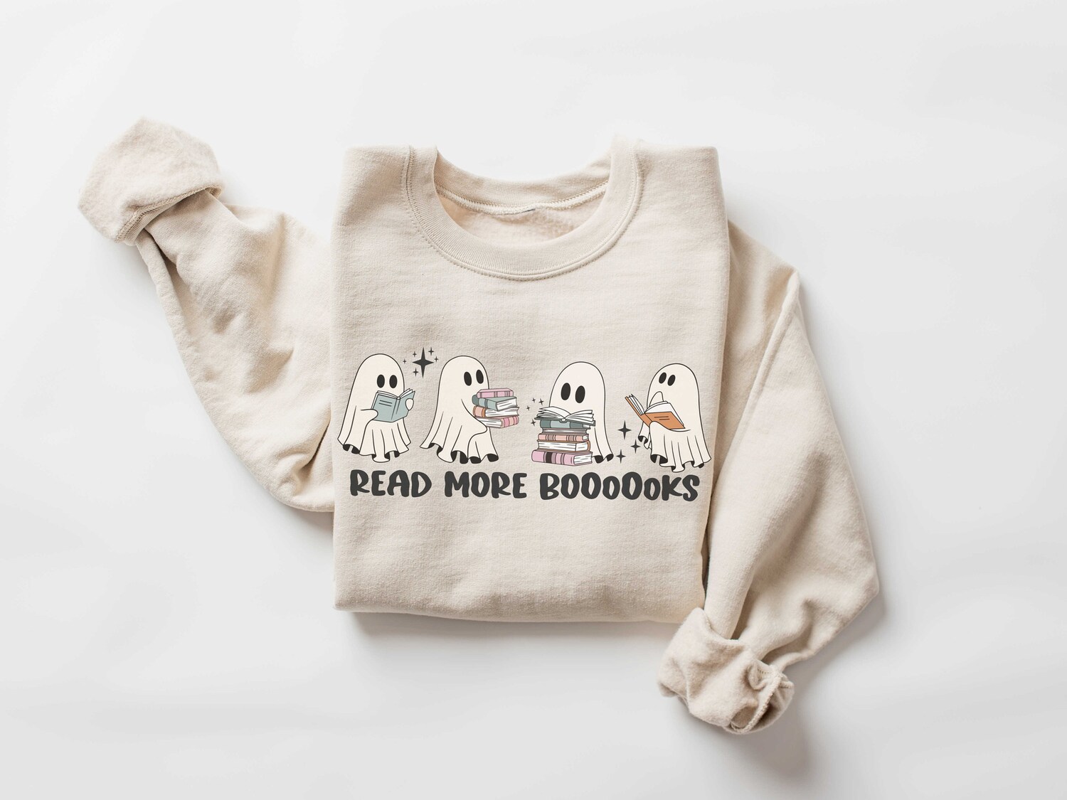 Read More Books Spooky Teacher Shirt Retro Halloween Sweatshirt for Book Lovers Fall Teacher Gift image 3