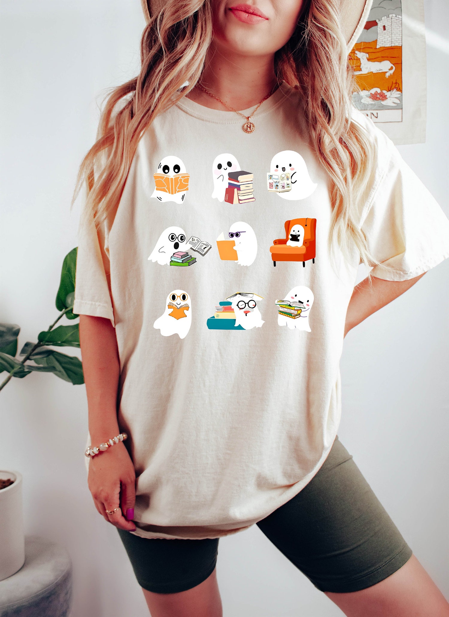 Comfort Colors® Cute Ghost Book Lover Shirt Halloween Spooky Books Graphic Tee Fall Vibes image 5