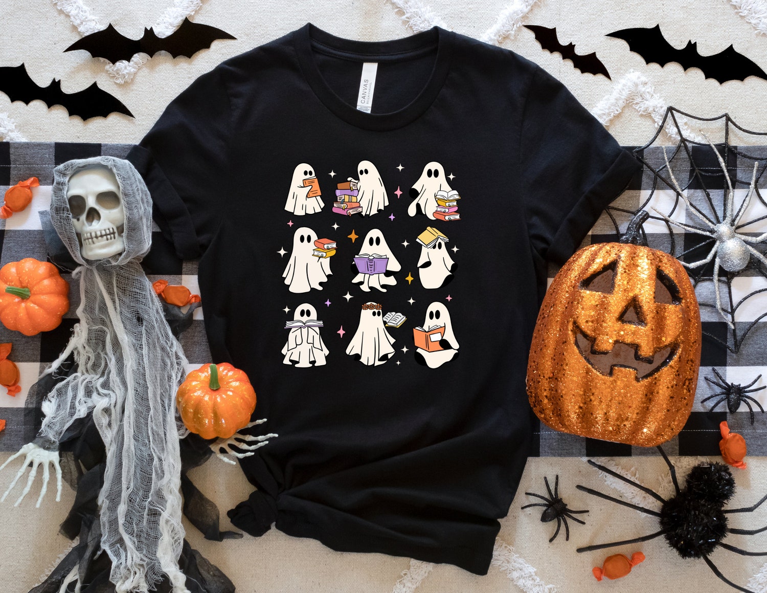 Ghost Reading Books Sweatshirt Bookish Halloween Librarian Sweater Funny Ghost Crewneck image 6