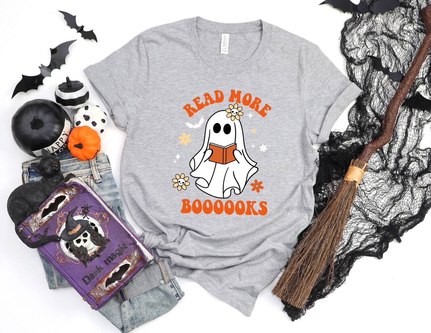 Ghost Reading Books Sweatshirt Bookish Halloween Sweater Funny Librarian Shirt Ghost Crewneck image 4