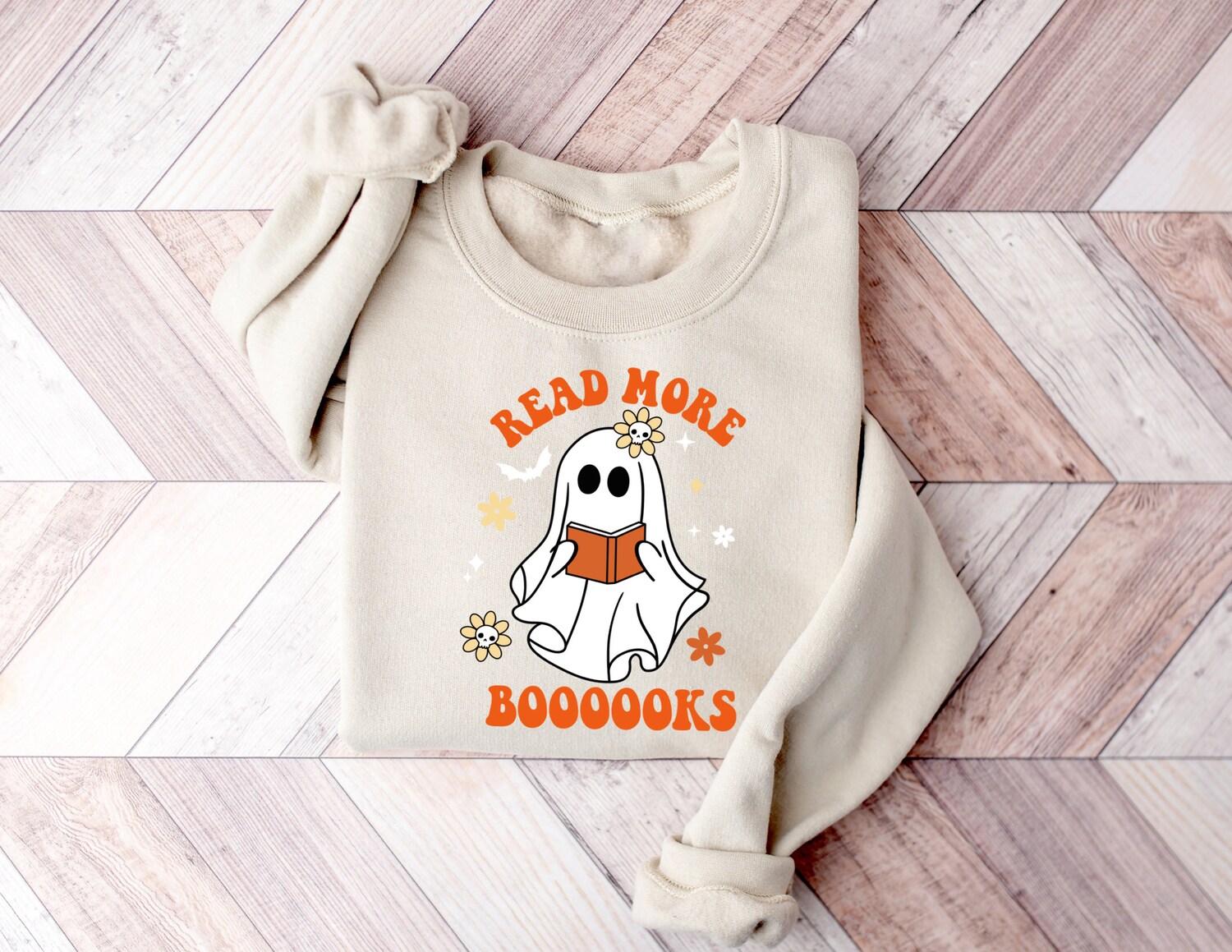 Ghost Reading Books Sweatshirt Bookish Halloween Sweater Funny Librarian Shirt Ghost Crewneck image 1