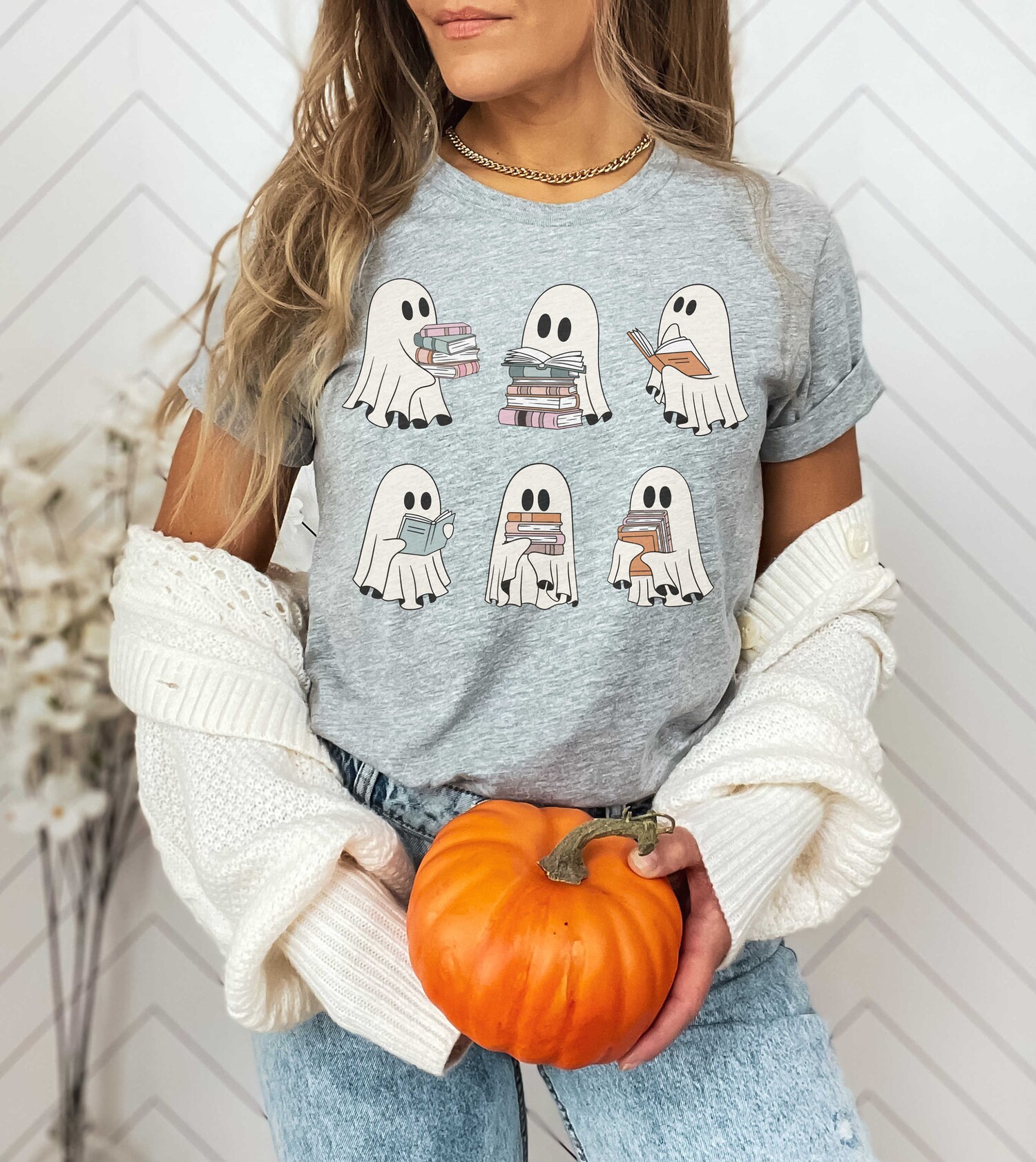 Teacher Halloween Shirt Spooky Ghost Teacher Shirt Read More Books Halloween Party Teacher Outfit image 2