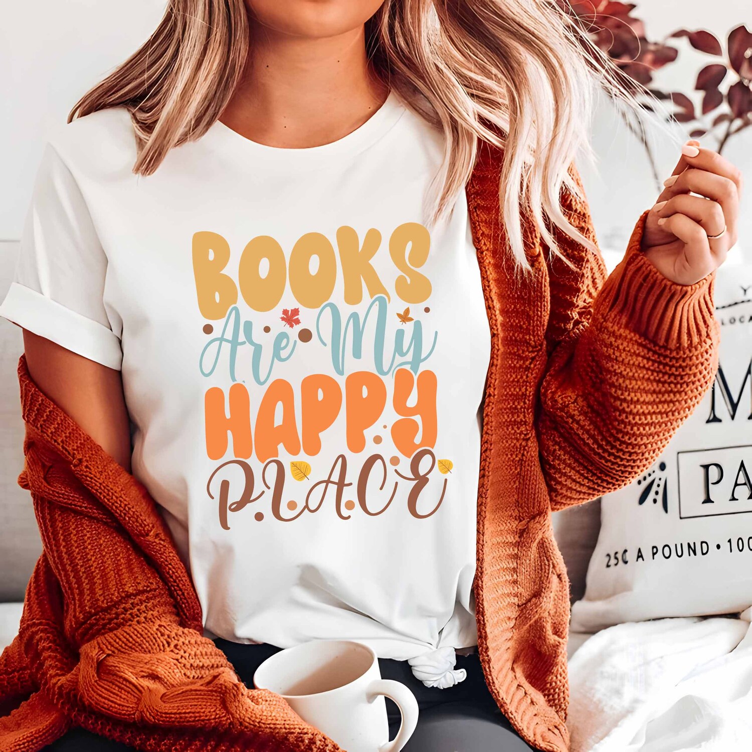 Book Lover Shirt Books Are My Happy Place Bookworm Librarian Gift Reading Club Tee image 1