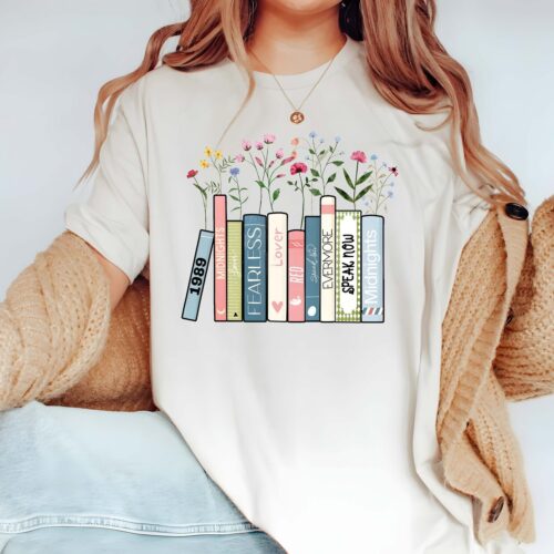 Book Lover T-Shirt Albums as Books Design Trendy Aesthetic Folk & Country Music Shirt image 0