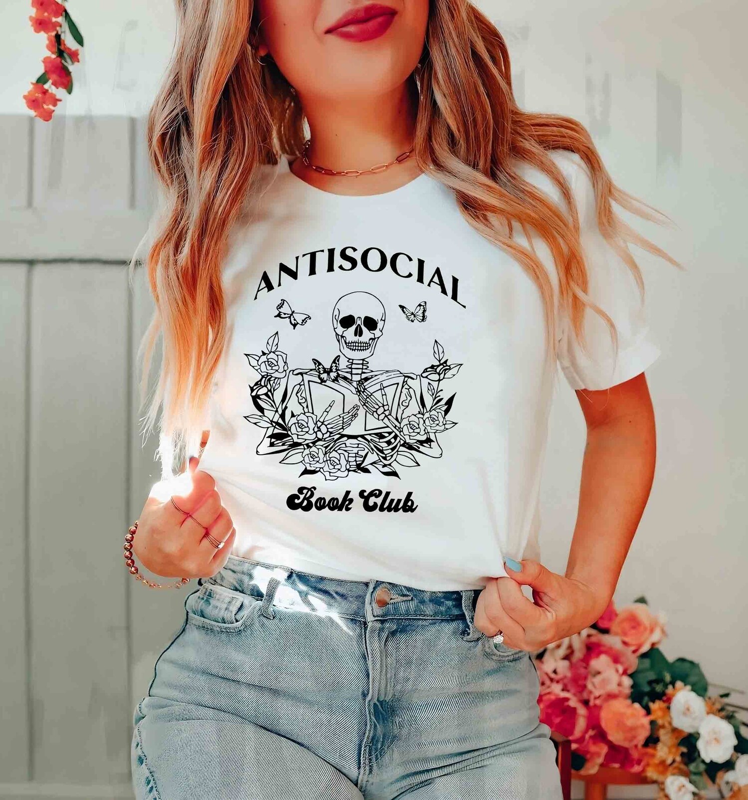 Funny Book Shirt Anti Social Book Club Book Lover & Bookworm Gift Reading Enthusiast Tee image 1