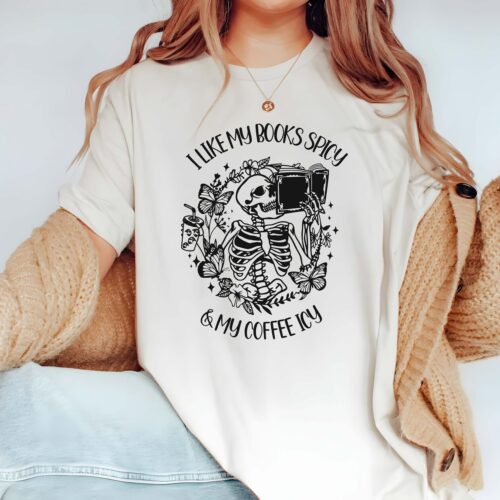 Spicy Book Shirt Icy Coffee Lover Tee Bookworm Gift Reading Enthusiast Book Club Present image 0