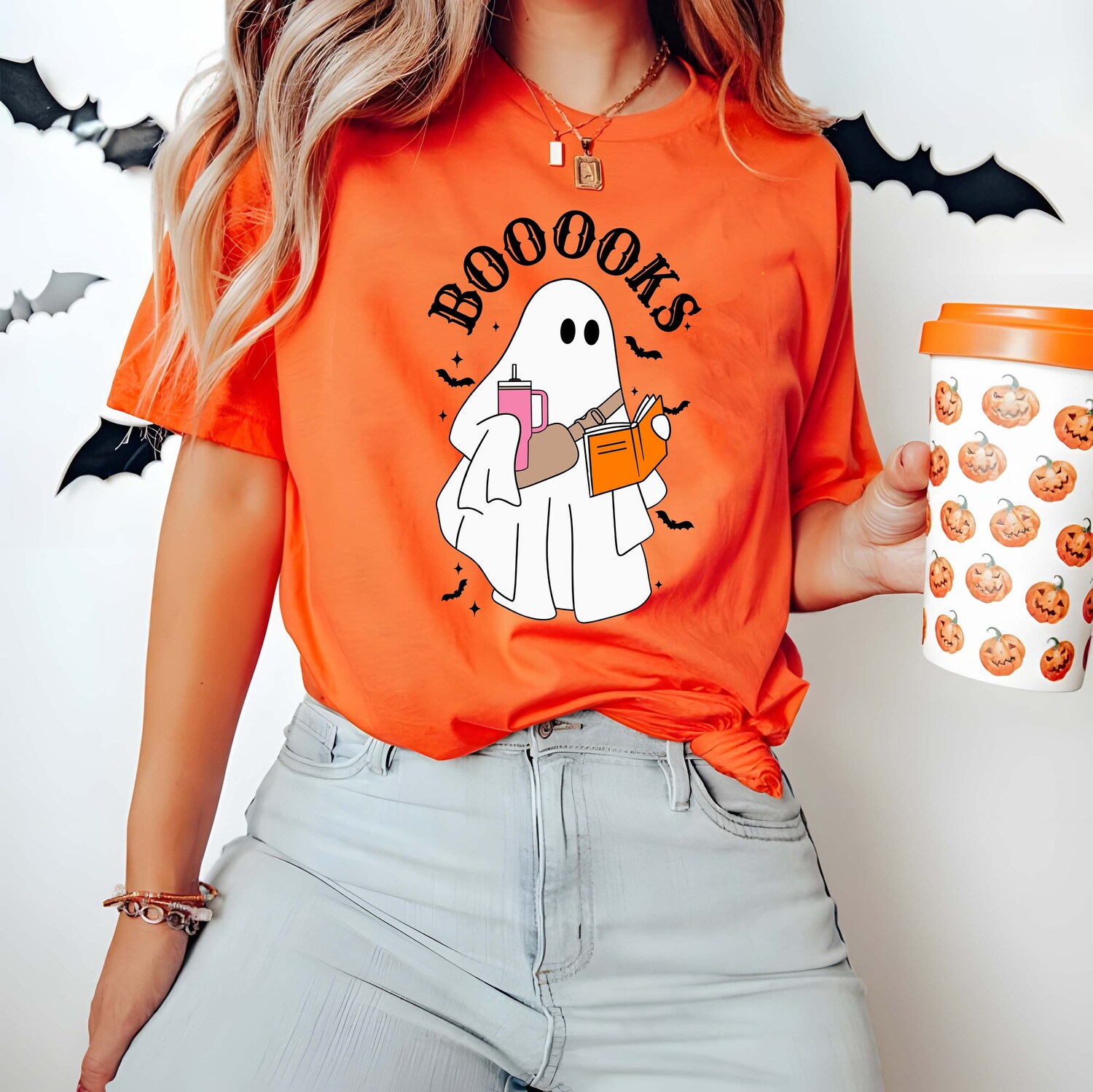 Cute Ghost Book Shirt Halloween Book Lover Tee Bookworm & Book Club Gift image 1