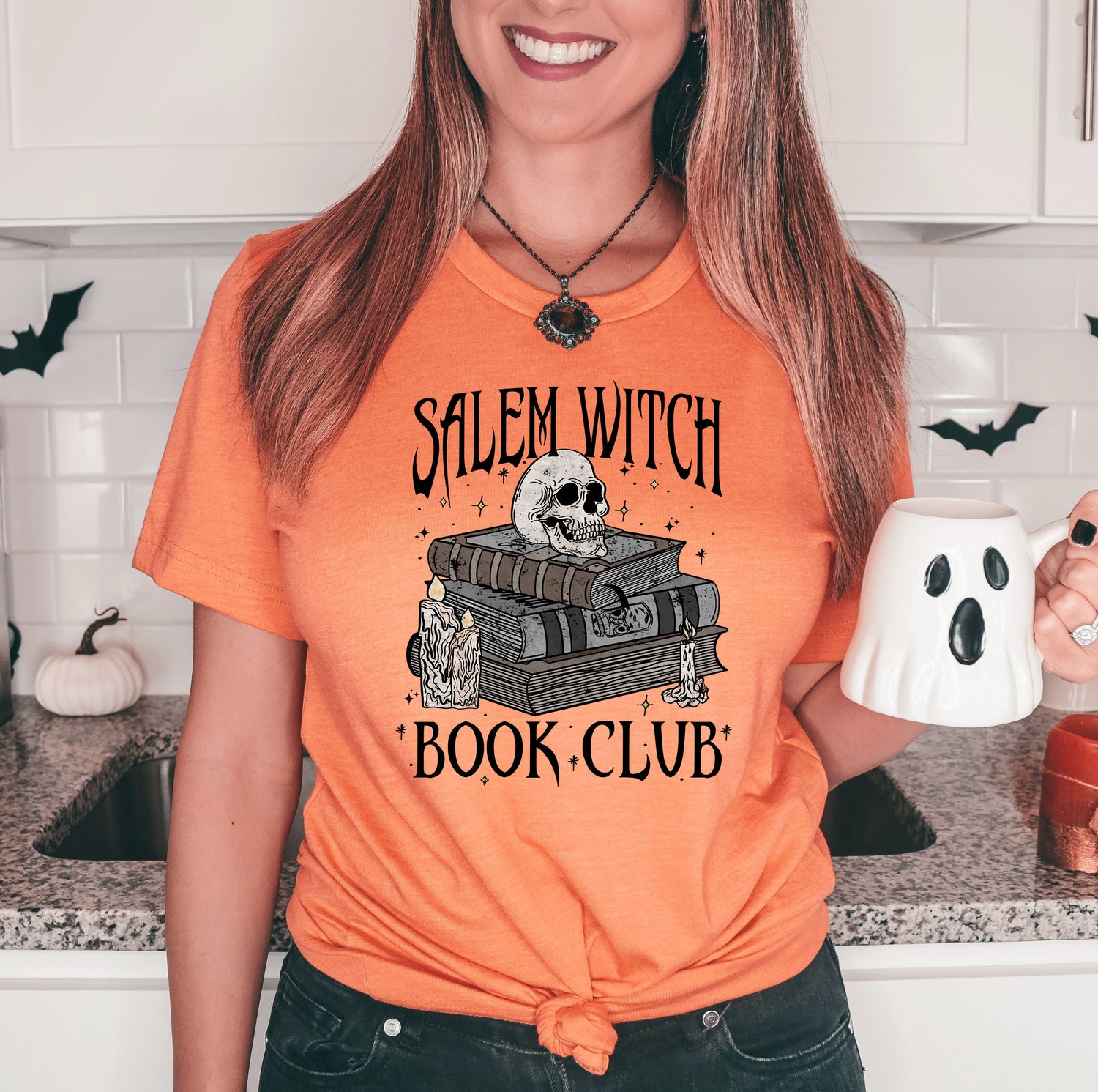 Salem Witch Book Club Halloween Shirt Spooky Book Lover Tee Skeleton Thriller Reader image 4