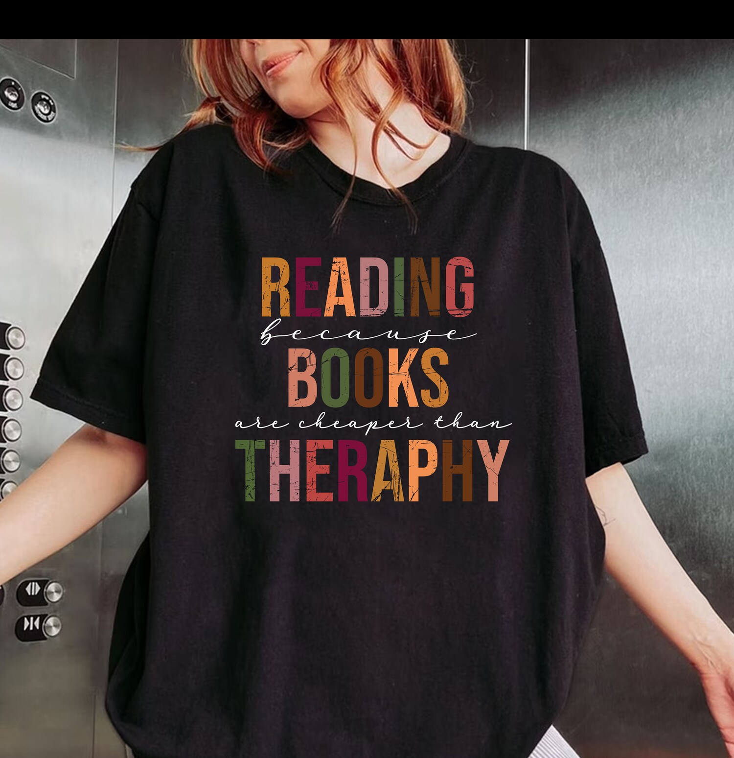 Book Lover Shirt Reading Because Books Are Cheaper Than Therapy Bookworm Gift Tee image 2