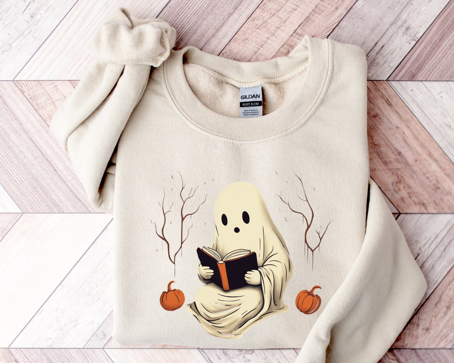 Ghost Reading Halloween Sweatshirt for Teachers Librarian Fall Book Lover Shirt Teacher Gift image 1