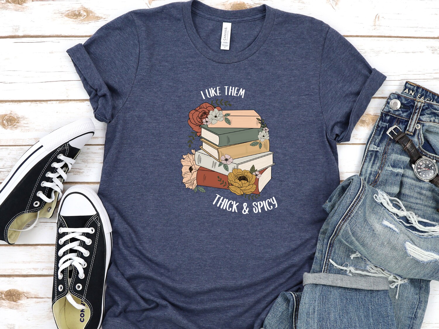 Book Lovers Shirt Funny Bookish T-shirt Cute Reading Tee Spicy Floral Book Lover Gift image 1