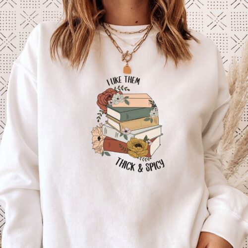 Funny Book Lover Sweatshirt Cute Spicy Reading Jumper Bookish Sweater Gift image 0