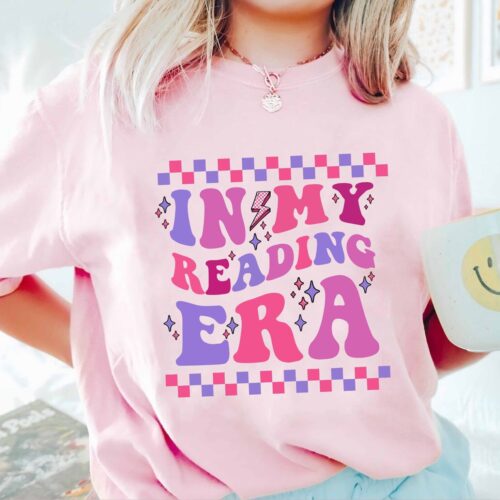 Retro Bookish Shirt In My Reading Era Perfect Book Lover Gift Bookworm & Book Club Tee image 0