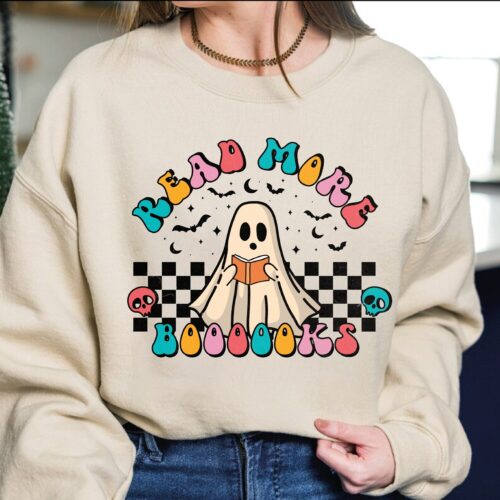 Spooky Teacher Halloween Shirt Read More Books Ghost Sweater Fall Back To School Shirt image 0