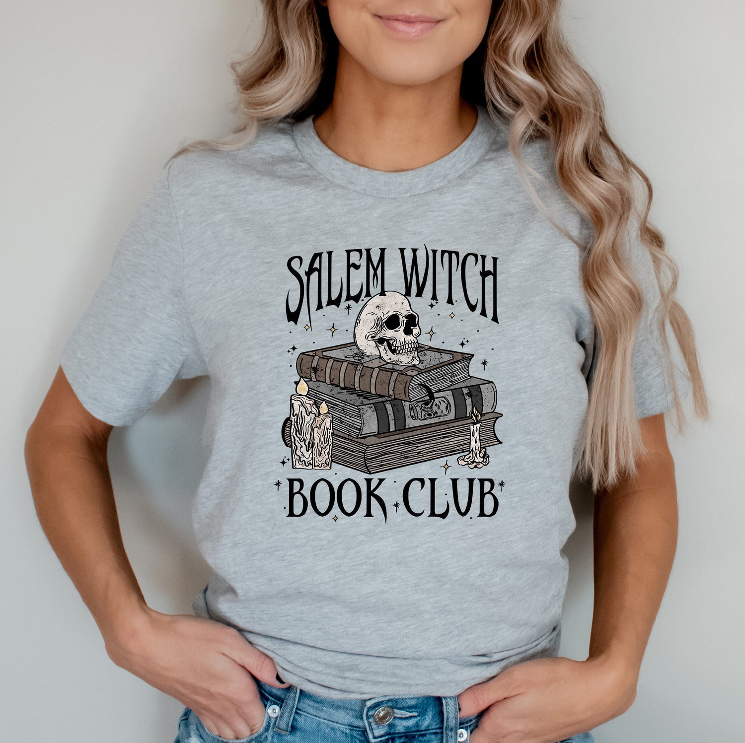 Salem Witch Book Club Halloween Shirt Spooky Book Lover Tee Skeleton Thriller Reader image 3