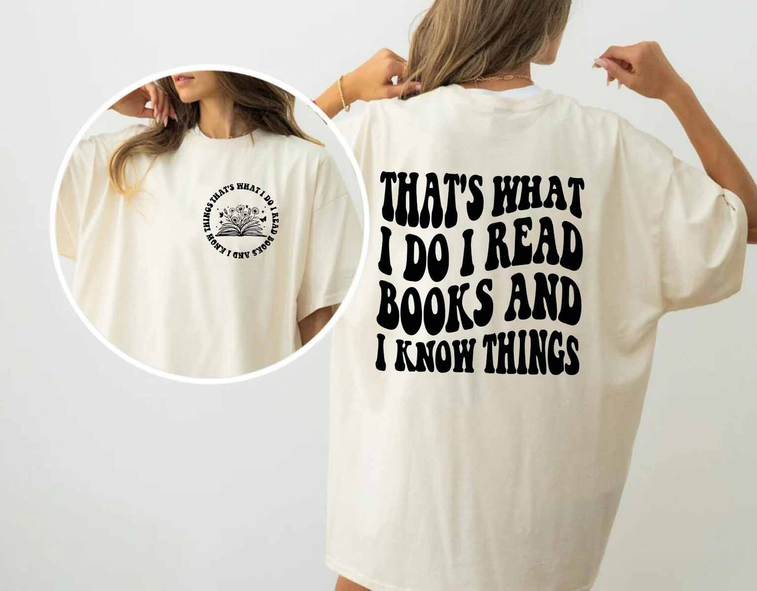 Book Lover Shirt I Read Books and Know Things Bookworm Gift Reading Enthusiast Tee image 2