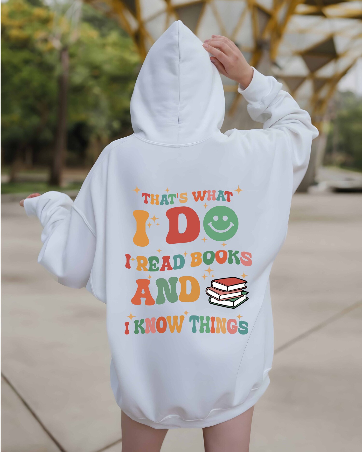 Book Lover Hoodie I Read Books and Know Things Shirt Bookworm Gift Book Club Apparel image 4