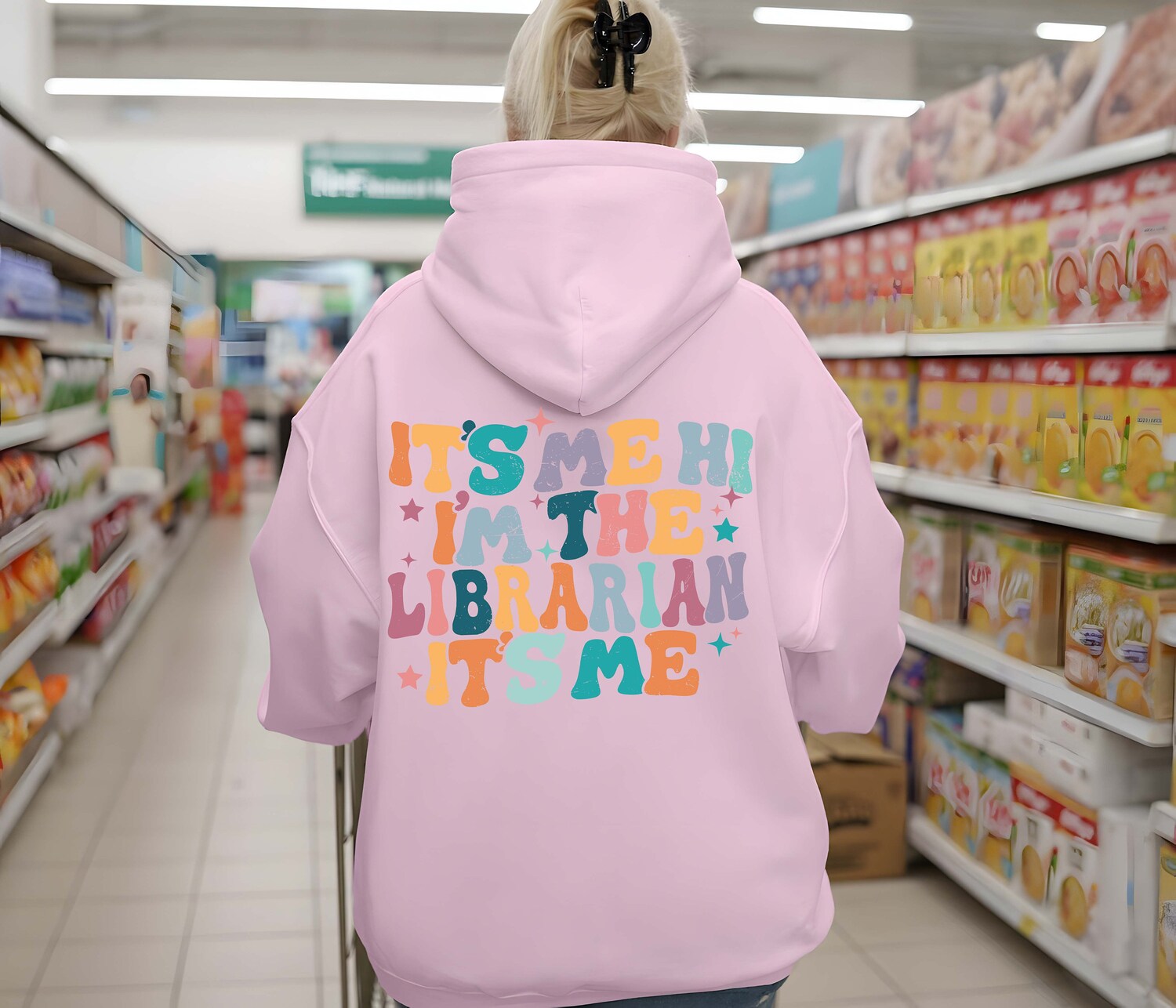 Librarian Hoodie Gift It's Me Hi I'm The Librarian Book Lover Bookworm Reading Hoodie image 3