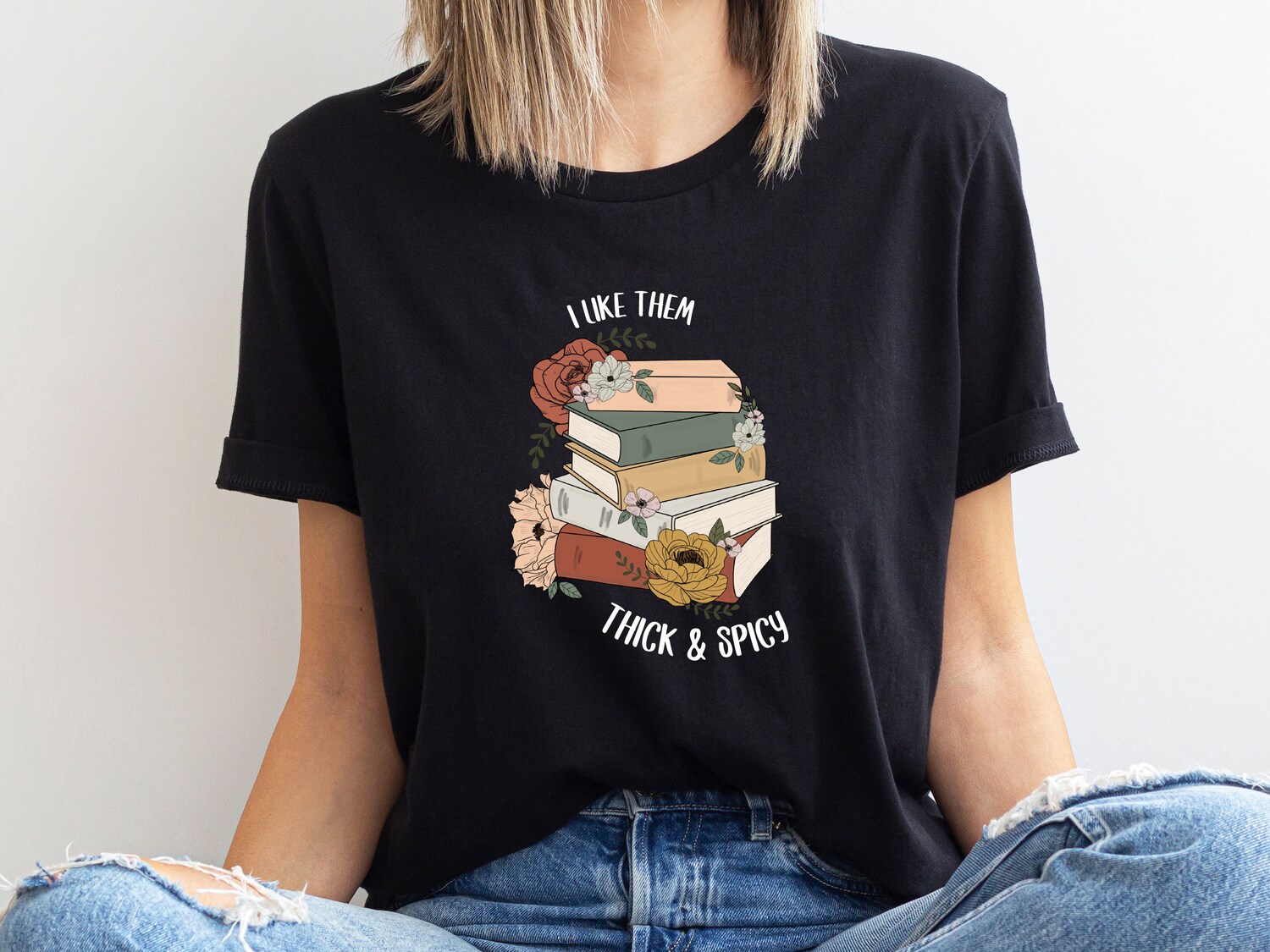 Book Lovers Shirt Funny Bookish T-shirt Cute Reading Tee Spicy Floral Book Lover Gift image 3