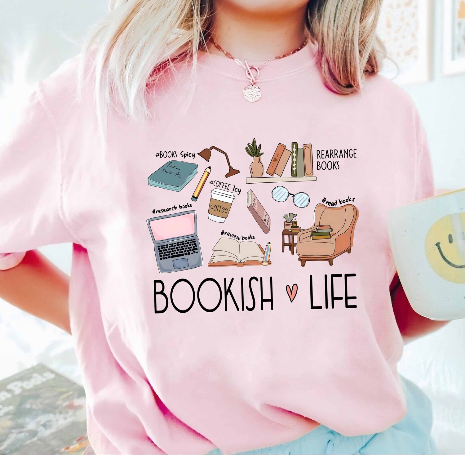 Book Shirt Bookish Life Coffee & Books Book Lover Gift Reading Bookworm Tee Book Club Present image 1