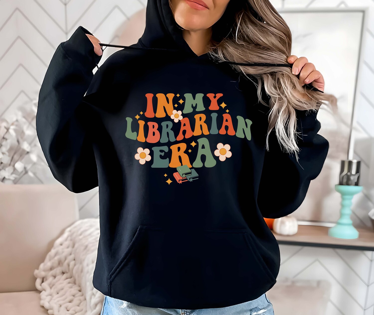 Retro Librarian Hoodie In My Librarian Era Book Lover Gift Bookworm Shirt Reading Club Gift image 1